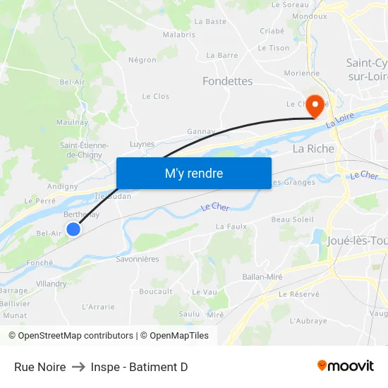 Rue Noire to Inspe - Batiment D map