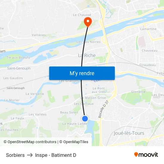 Sorbiers to Inspe - Batiment D map