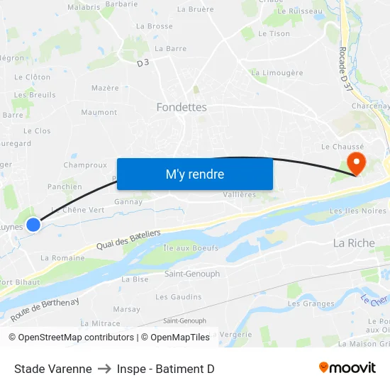 Stade Varenne to Inspe - Batiment D map