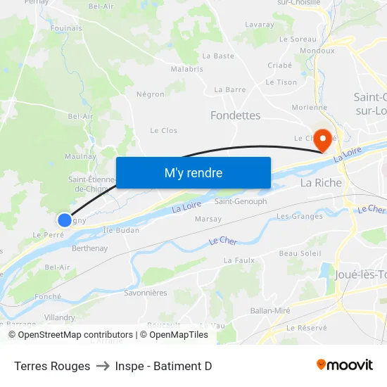 Terres Rouges to Inspe - Batiment D map