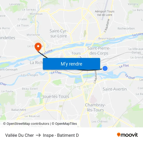 Vallée Du Cher to Inspe - Batiment D map