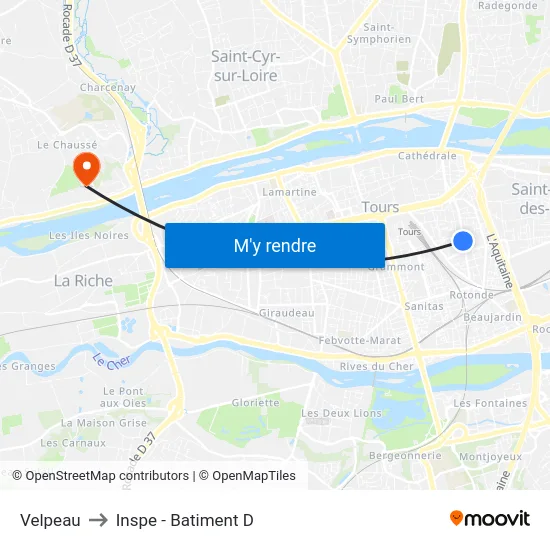 Velpeau to Inspe - Batiment D map