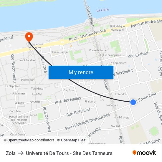 Zola to Université De Tours - Site Des Tanneurs map