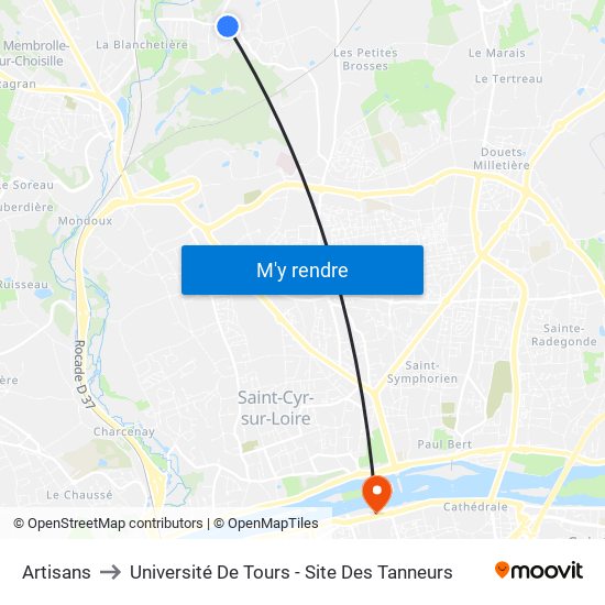 Artisans to Université De Tours - Site Des Tanneurs map