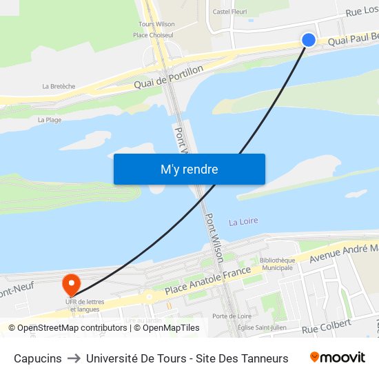 Capucins to Université De Tours - Site Des Tanneurs map
