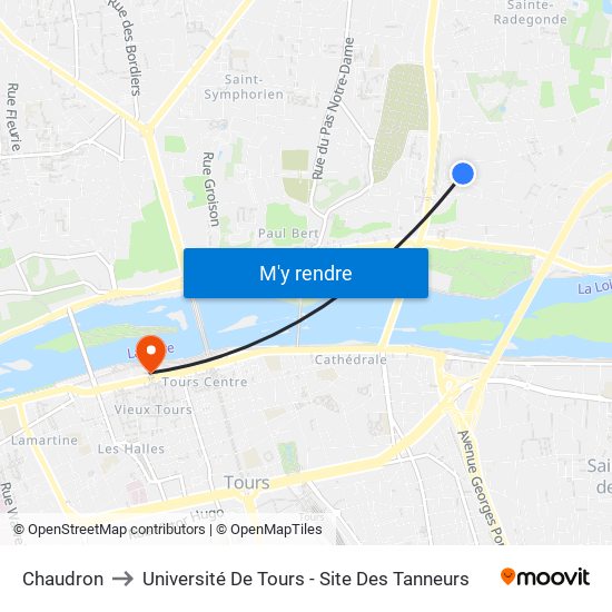 Chaudron to Université De Tours - Site Des Tanneurs map