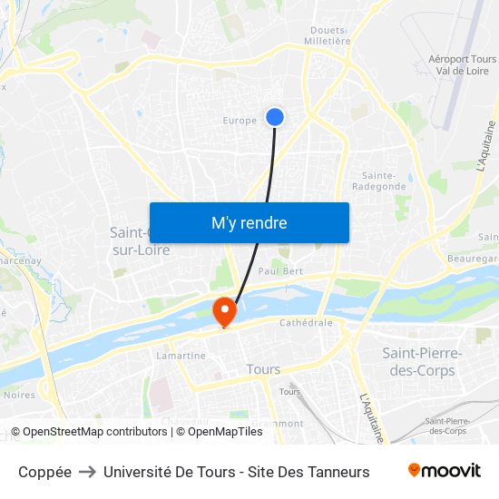 Coppée to Université De Tours - Site Des Tanneurs map