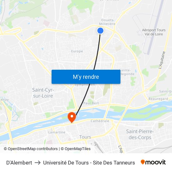 D'Alembert to Université De Tours - Site Des Tanneurs map