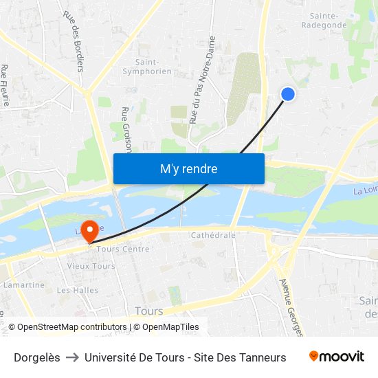 Dorgelès to Université De Tours - Site Des Tanneurs map
