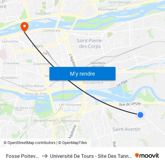 Fosse Poitevine to Université De Tours - Site Des Tanneurs map