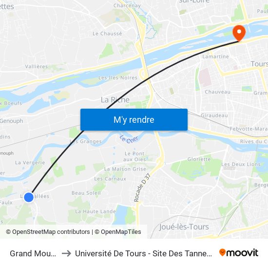 Grand Moulin to Université De Tours - Site Des Tanneurs map