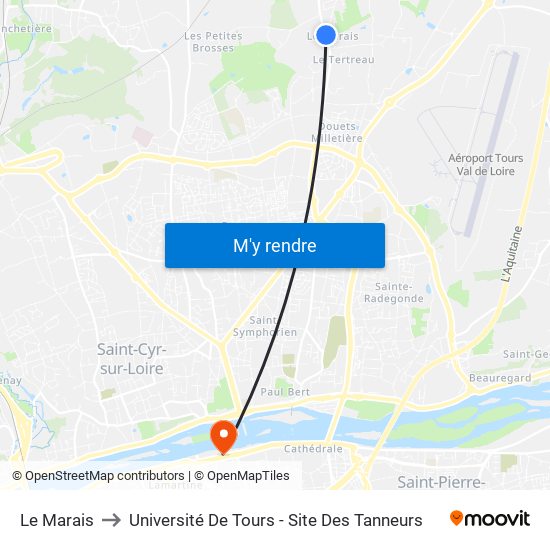 Le Marais to Université De Tours - Site Des Tanneurs map