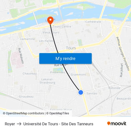 Royer to Université De Tours - Site Des Tanneurs map