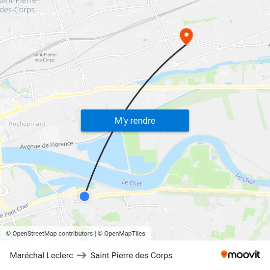 Maréchal Leclerc to Saint Pierre des Corps map