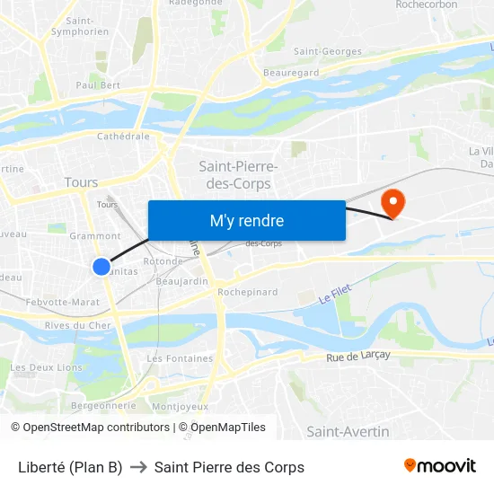 Liberté (Plan B) to Saint Pierre des Corps map