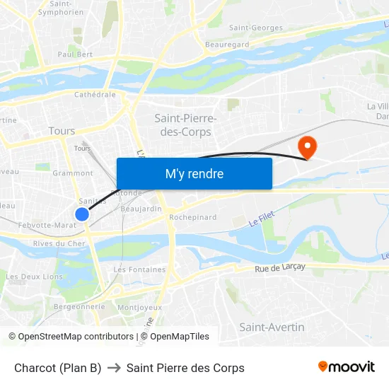 Charcot (Plan B) to Saint Pierre des Corps map