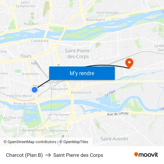 Charcot (Plan B) to Saint Pierre des Corps map
