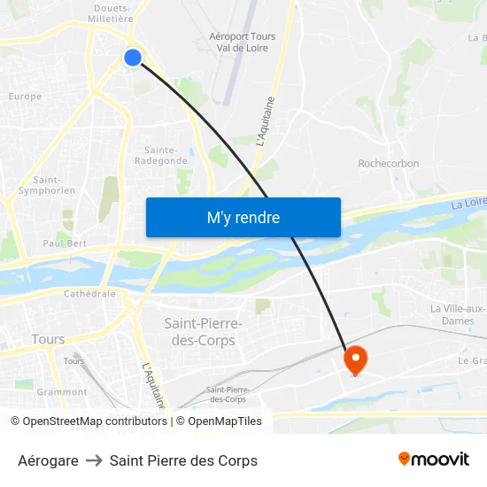 Aérogare to Saint Pierre des Corps map