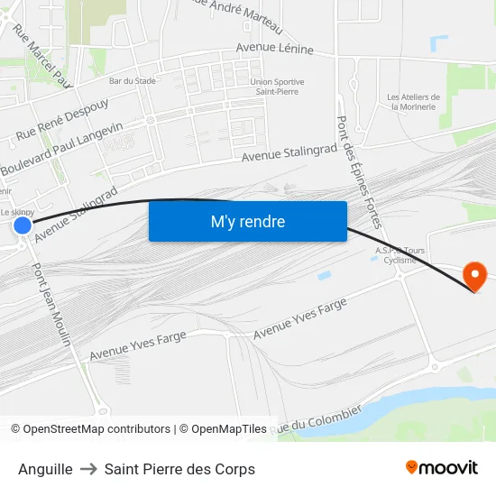 Anguille to Saint Pierre des Corps map