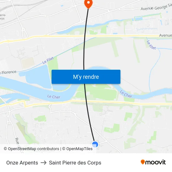 Onze Arpents to Saint Pierre des Corps map