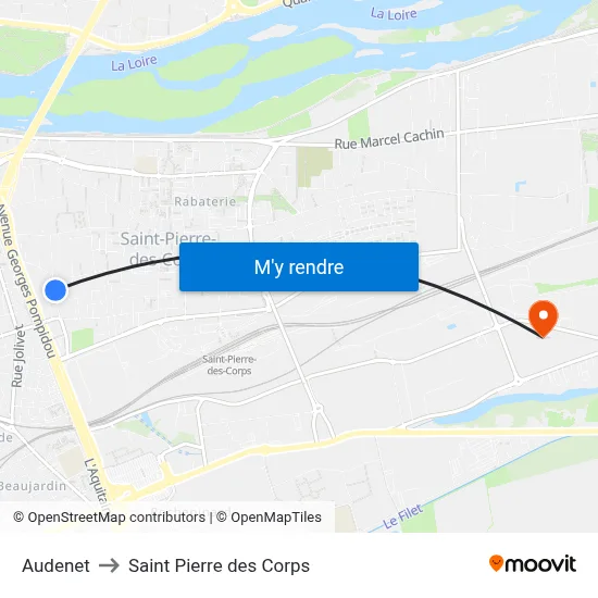 Audenet to Saint Pierre des Corps map