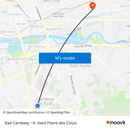 Bad Camberg to Saint Pierre des Corps map