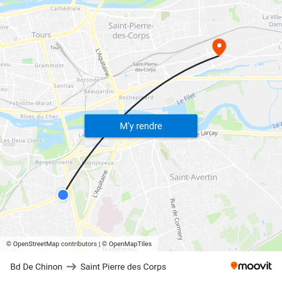 Bd De Chinon to Saint Pierre des Corps map