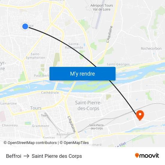 Beffroi to Saint Pierre des Corps map