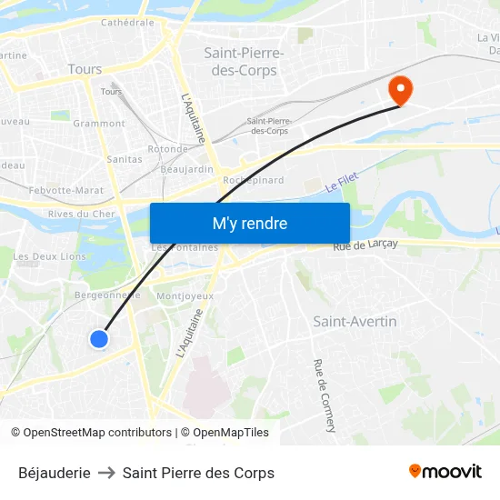 Béjauderie to Saint Pierre des Corps map