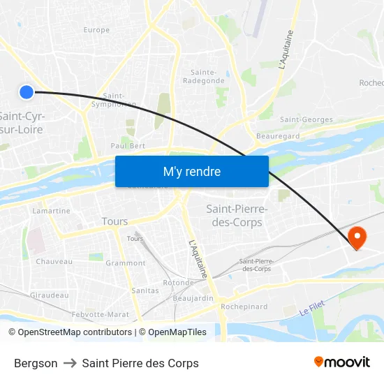 Bergson to Saint Pierre des Corps map