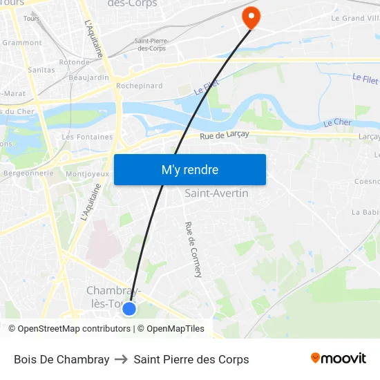 Bois De Chambray to Saint Pierre des Corps map