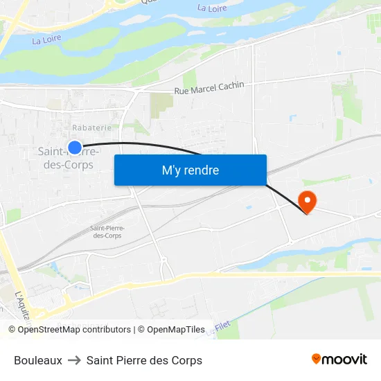 Bouleaux to Saint Pierre des Corps map