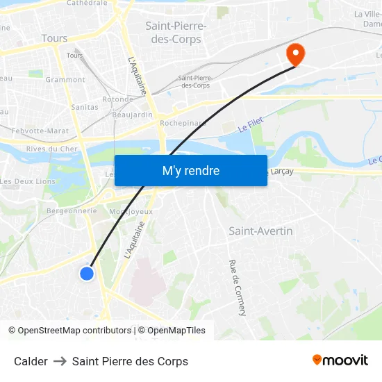 Calder to Saint Pierre des Corps map