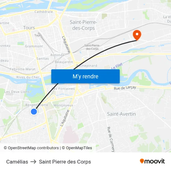 Camélias to Saint Pierre des Corps map
