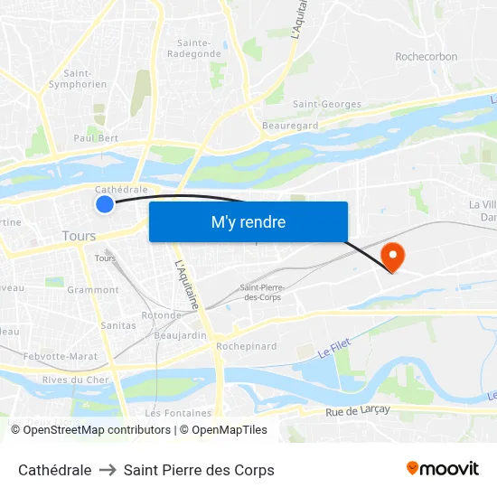 Cathédrale to Saint Pierre des Corps map