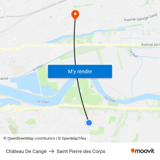 Château De Cangé to Saint Pierre des Corps map