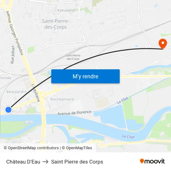 Château D'Eau to Saint Pierre des Corps map
