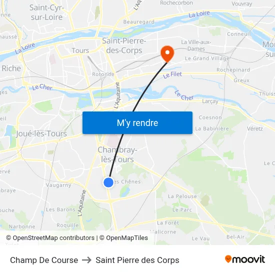 Champ De Course to Saint Pierre des Corps map