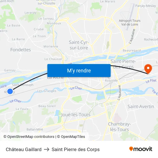 Château Gaillard to Saint Pierre des Corps map