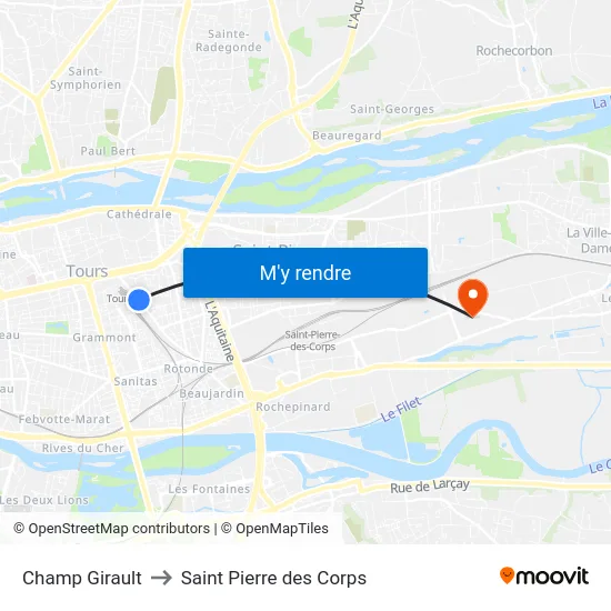 Champ Girault to Saint Pierre des Corps map