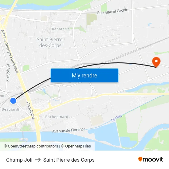 Champ Joli to Saint Pierre des Corps map