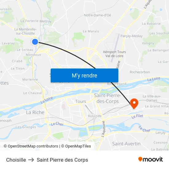 Choisille to Saint Pierre des Corps map