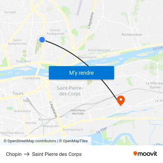 Chopin to Saint Pierre des Corps map