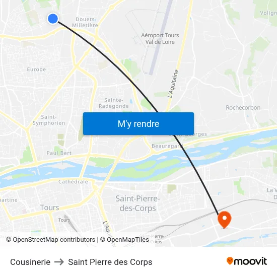 Cousinerie to Saint Pierre des Corps map
