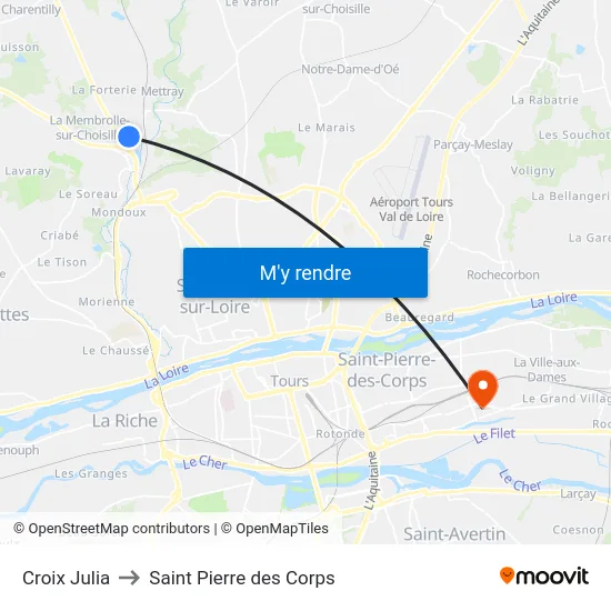 Croix Julia to Saint Pierre des Corps map