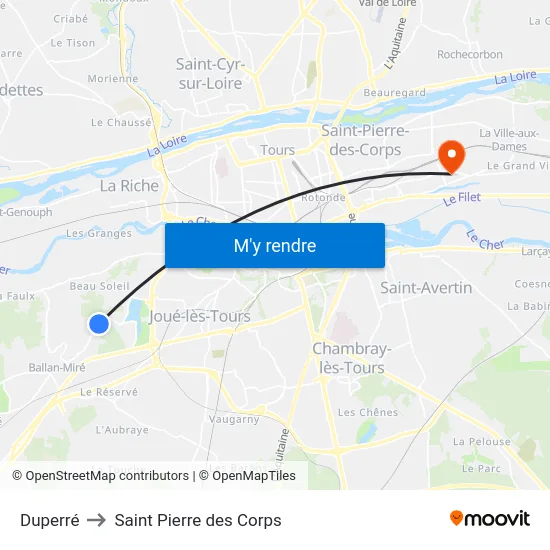 Duperré to Saint Pierre des Corps map