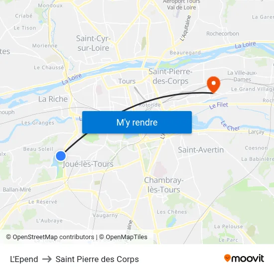 L'Epend to Saint Pierre des Corps map