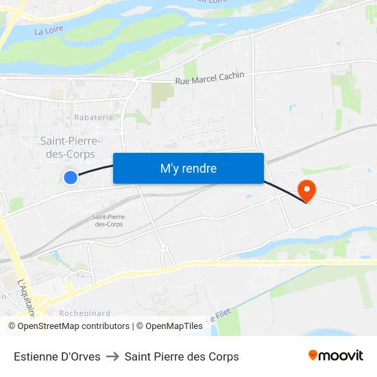 Estienne D'Orves to Saint Pierre des Corps map