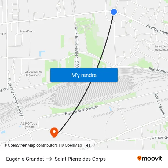Eugénie Grandet to Saint Pierre des Corps map