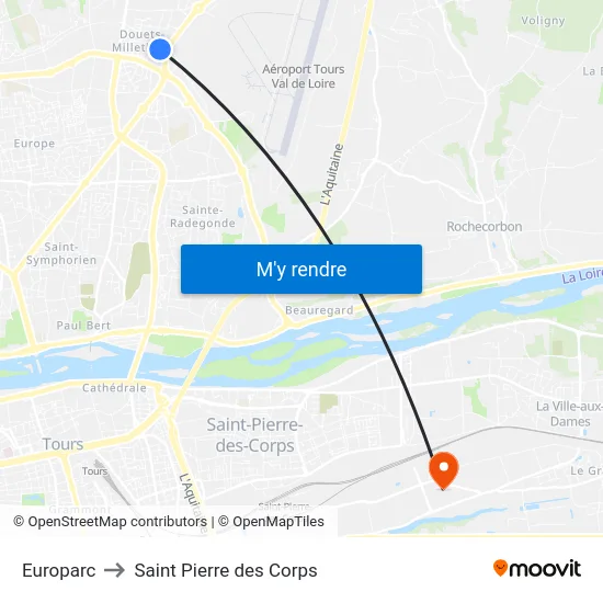 Europarc to Saint Pierre des Corps map